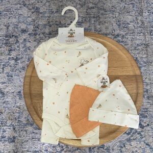 #11. 🆕 NWT - Little Snoopy - Cream Long-Sleeve Baby One-Piece w/ Matching Hats